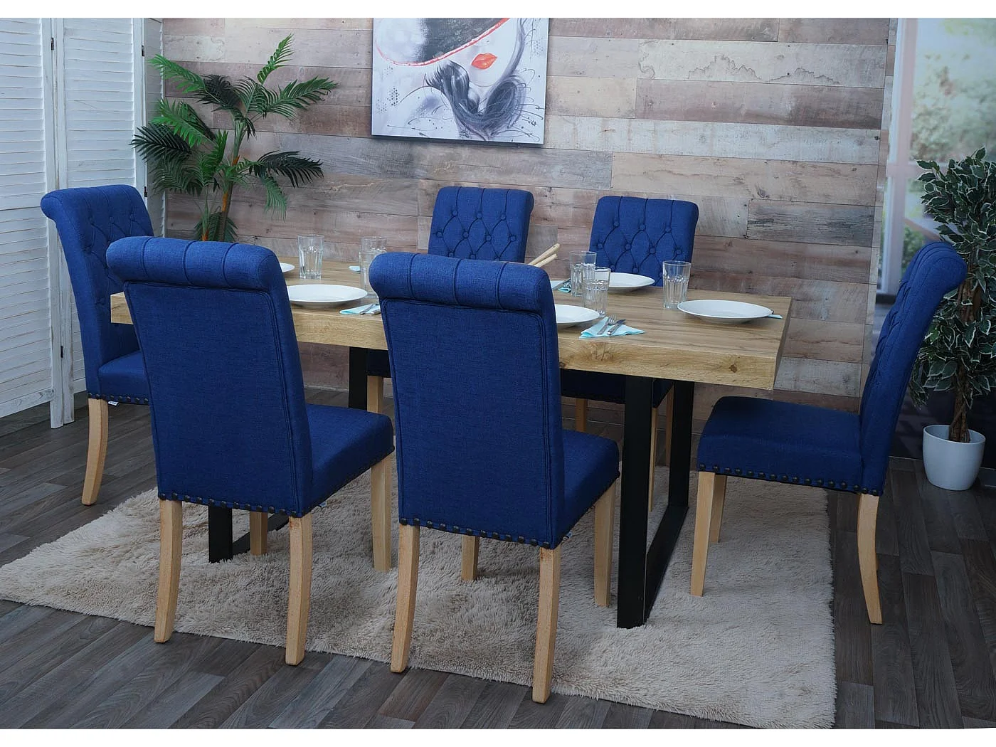 Esszimmerstuhl MCW-O66 (2er-Set), Dunkelblau