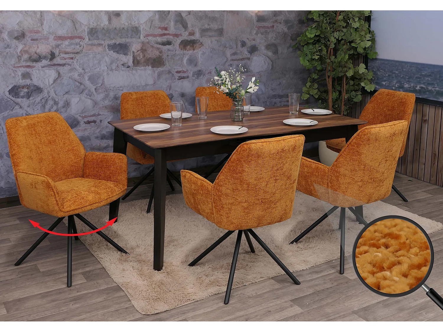 Chaise de salle à manger MCW-G67 (lot de 6),  jaune moutarde