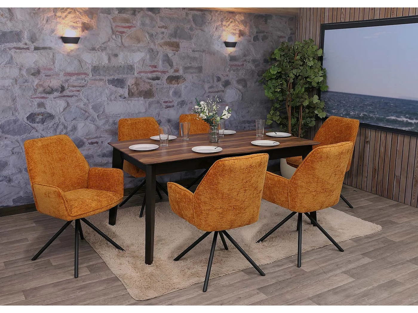 Chaise de salle à manger MCW-G67 (lot de 6),  jaune moutarde