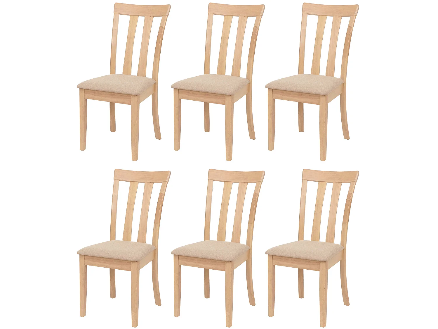 Chaise de salle à manger MCW-G46 (lot de 6),  structure couleur naturelle, beige