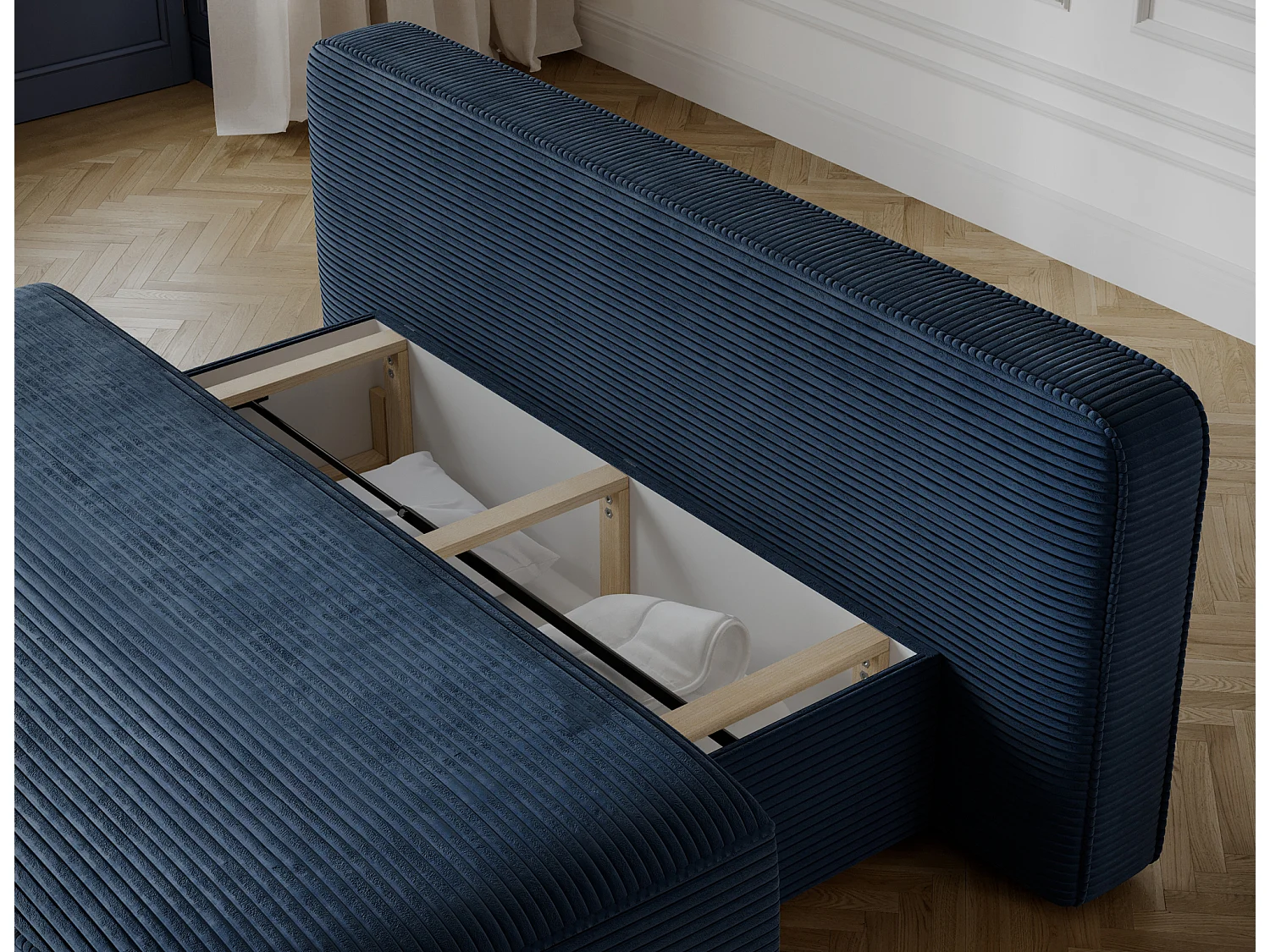 Canapé Anali/revêtement en tissu/fonction couchage/Bleu