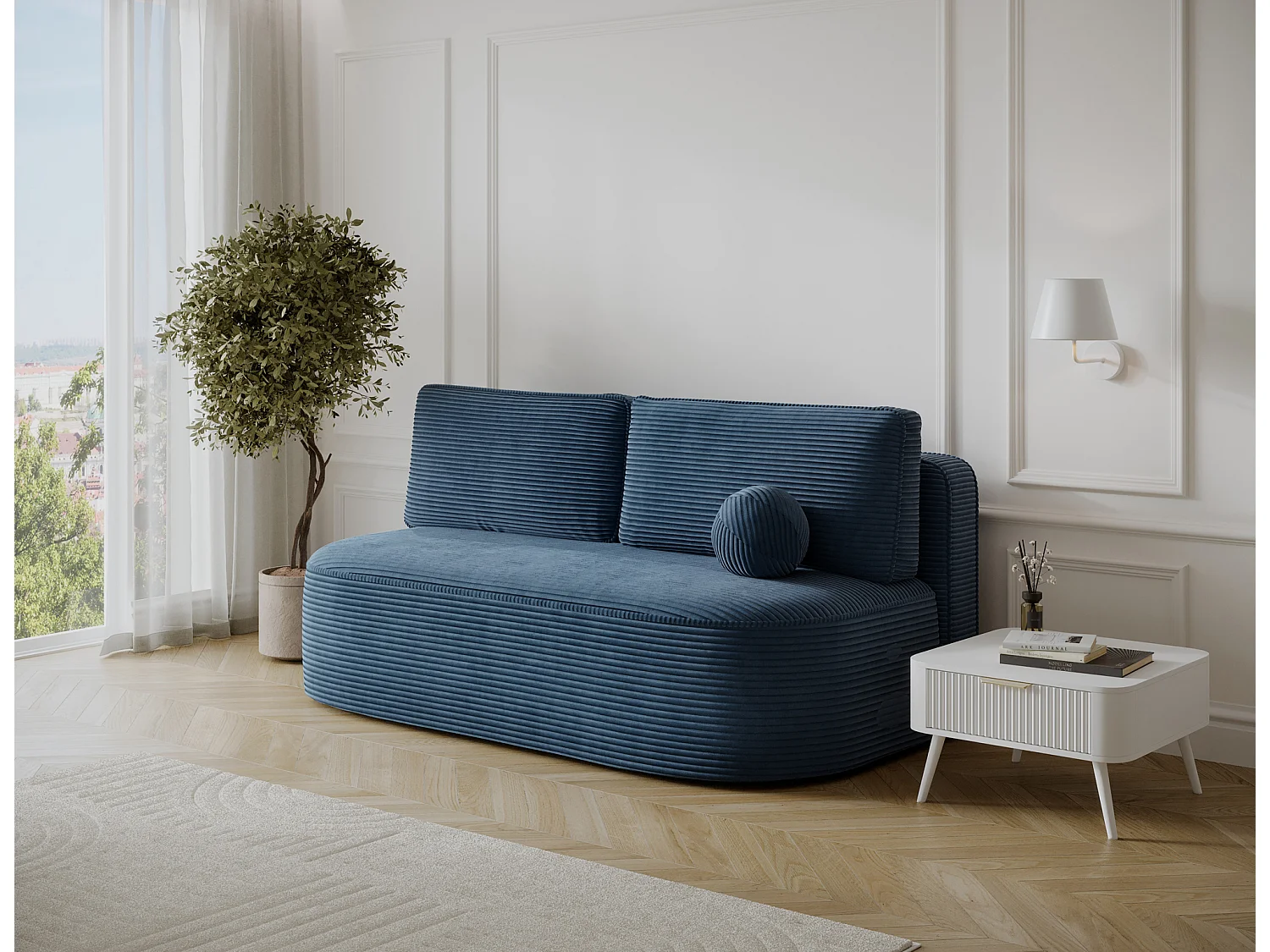 Canapé Anali/revêtement en tissu/fonction couchage/Bleu