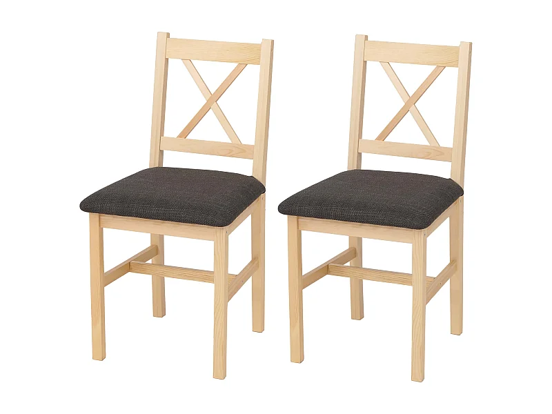 Chaise de salle à manger MCW-F77 (lot de 2),  naturel, rembourrage noir