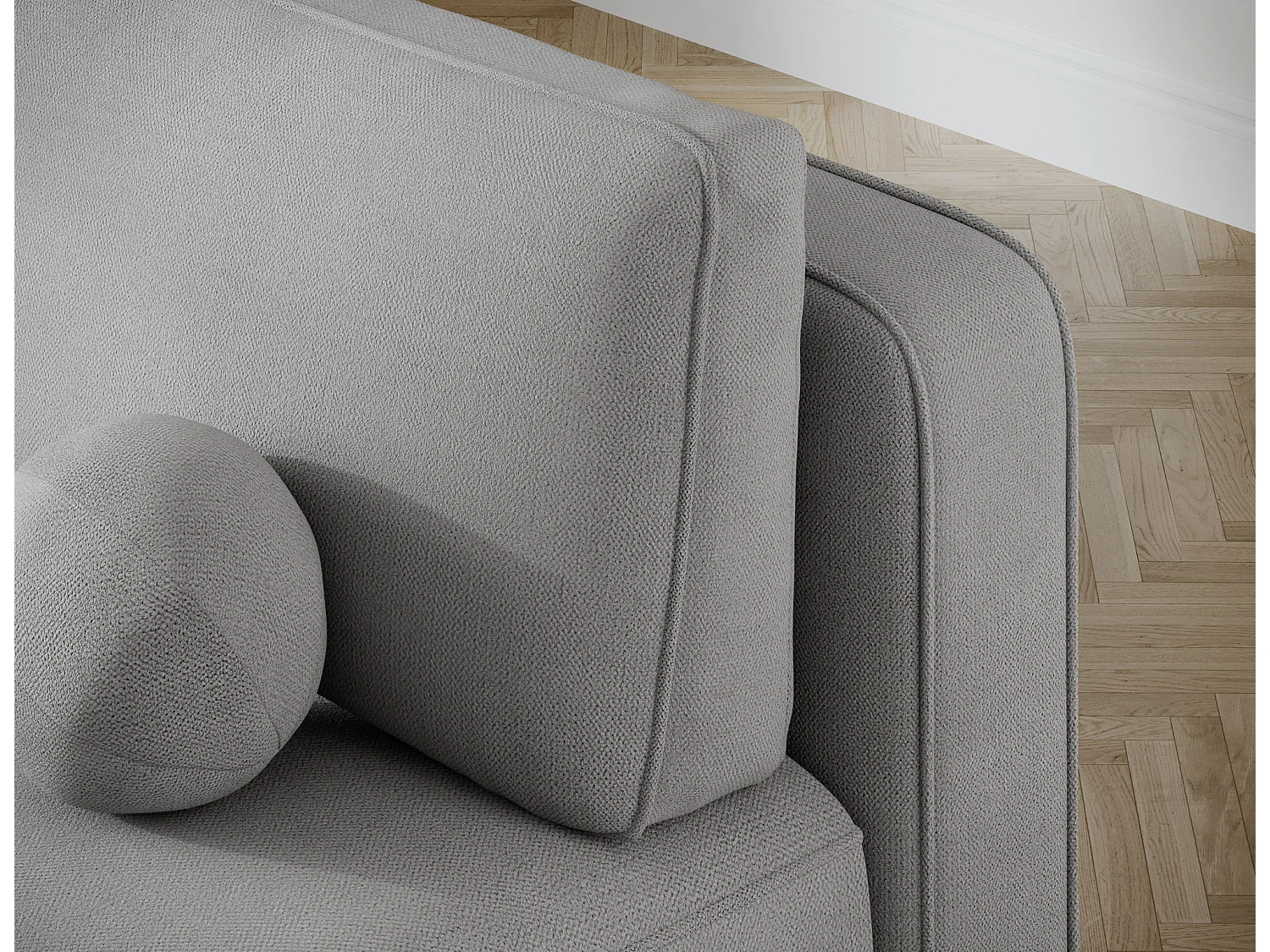 Canapé convertible 2 places KOURA tissu doux avec coffre – 193cm-Gris clair