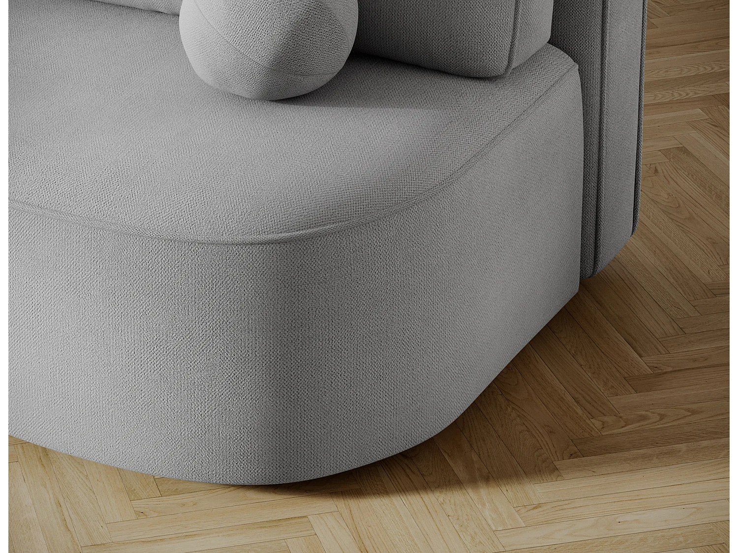 Canapé convertible 2 places KOURA tissu doux avec coffre – 193cm-Gris clair