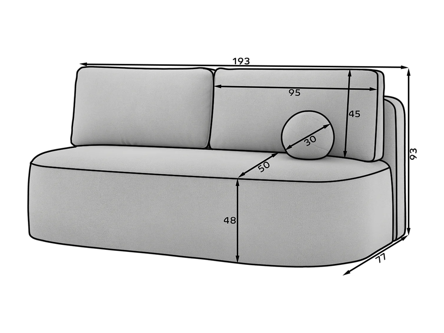 Sofa Anali/Stoffbezug/Schlaffunktion/Grau