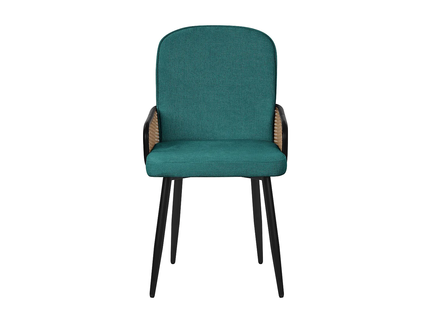 ML-Design Set 2 sedie imbottite da pranzo verde petrolio, in tessuto, con braccioli effetto rattan, sedia da cucina, sedia ergonomica da soggiorno