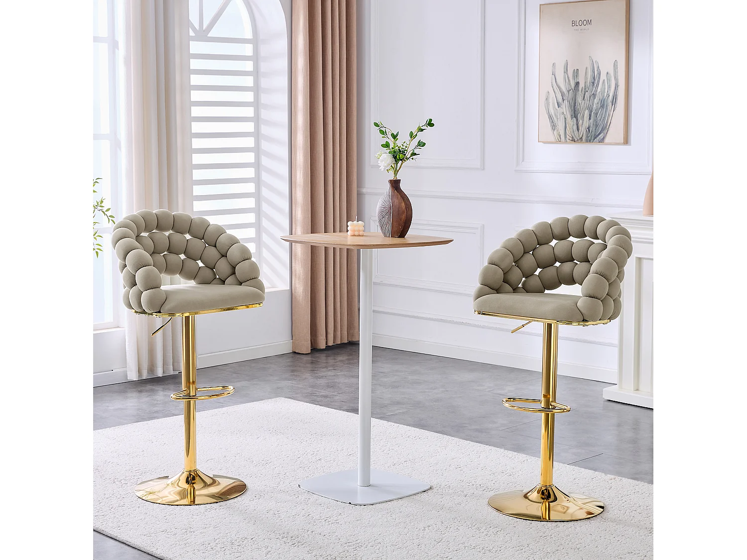 Lot de 2 chaises Réglable Style scandinave Fonctionnel Piètement métal dé Idéal pour bar Gris