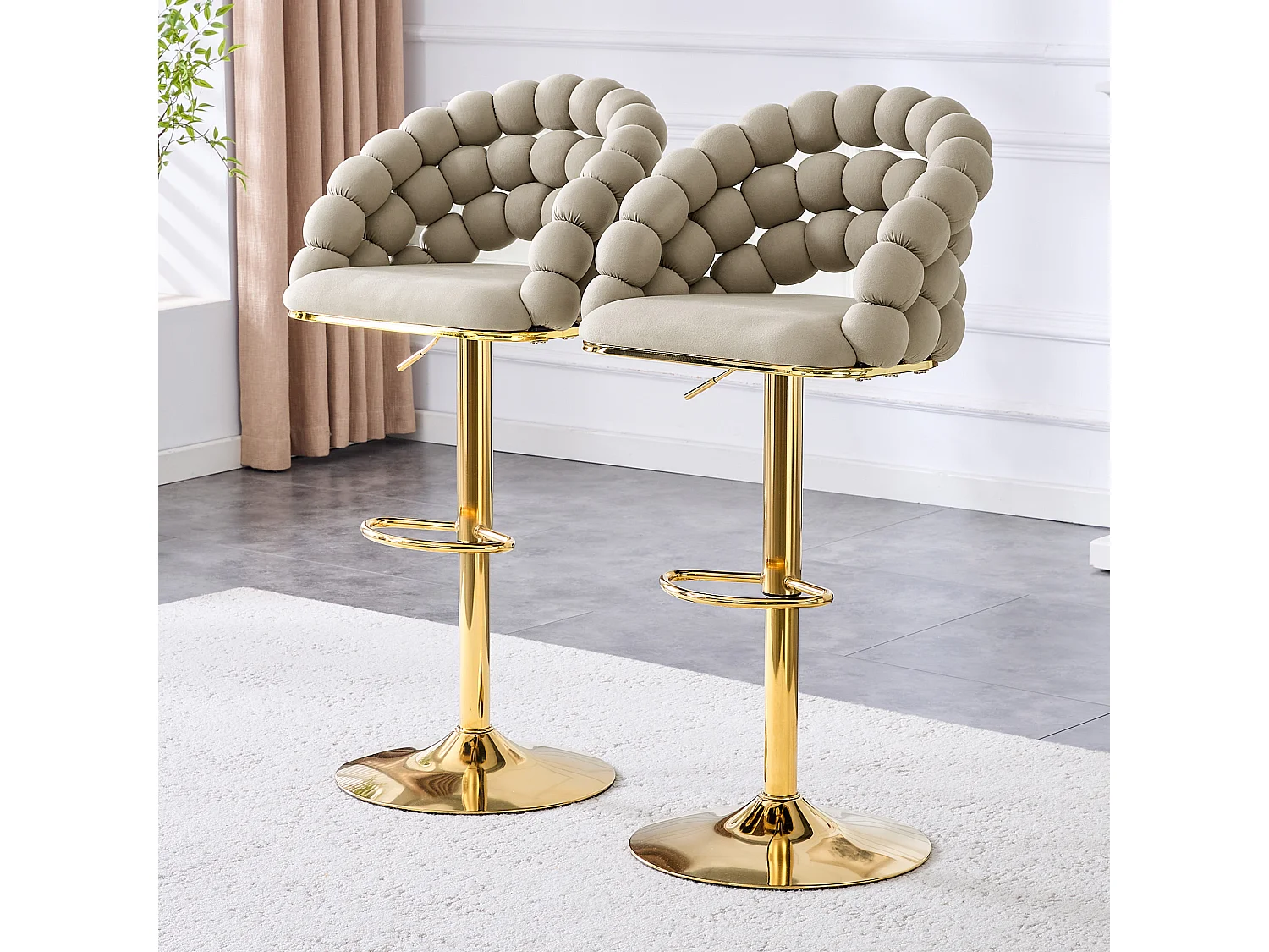 Lot de 2 chaises Réglable Style scandinave Fonctionnel Piètement métal dé Idéal pour bar Gris