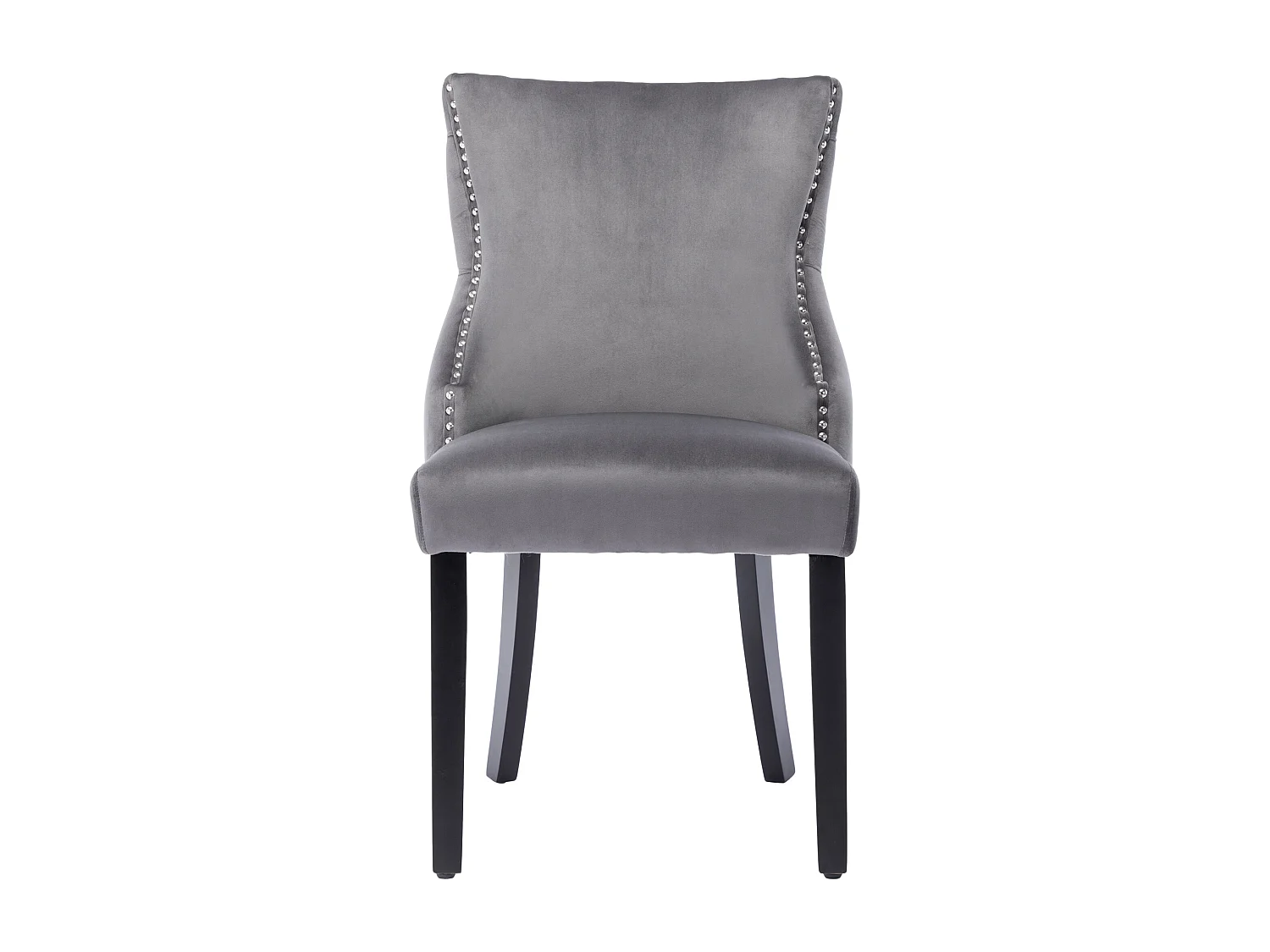 Lot de 2 chaises 50x52x91 cm avec Tissu capitonné et structure en bois massif Matériau Velours en gris pour Salon et salle à manger