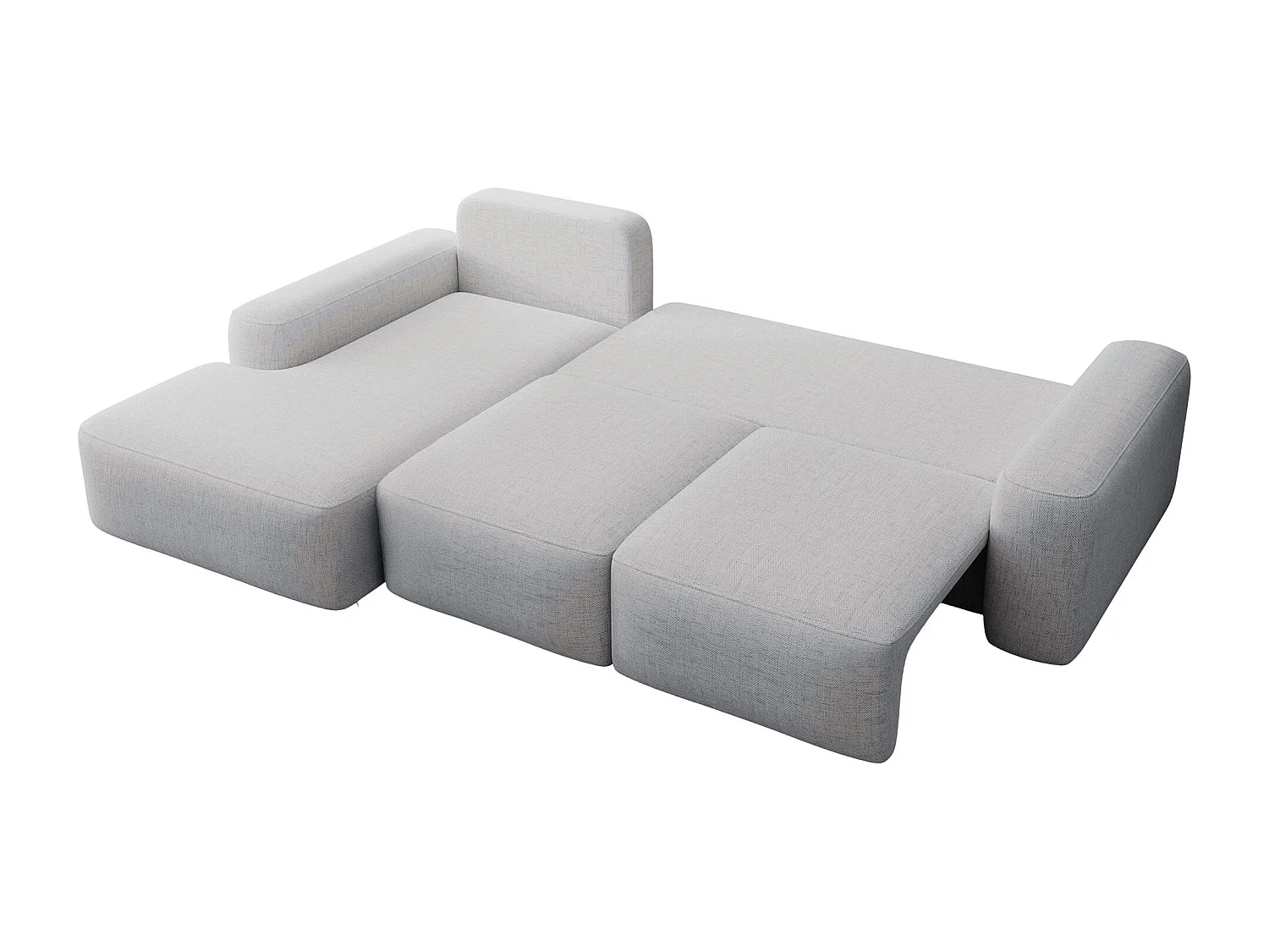 Canapé d’angle en chenille hydrofuge – convertible avec coffre de rangement – gris – angle gauche – CARNOS