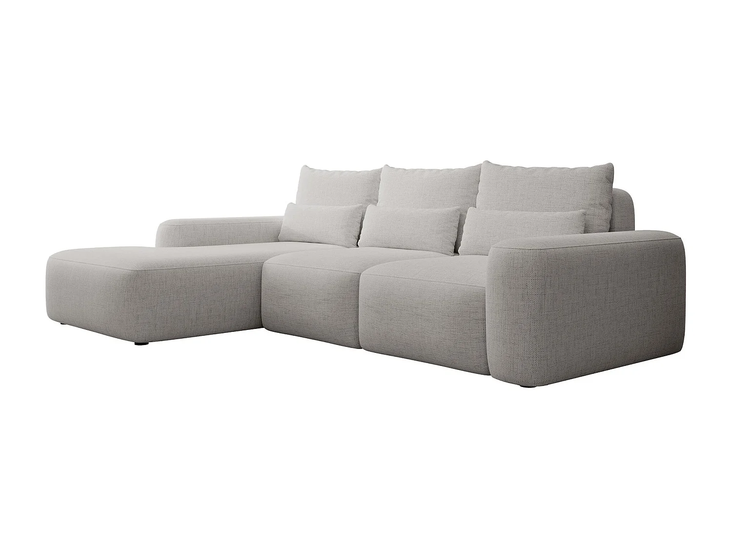 Canapé d’angle en chenille hydrofuge – convertible avec coffre de rangement – gris – angle gauche – CARNOS