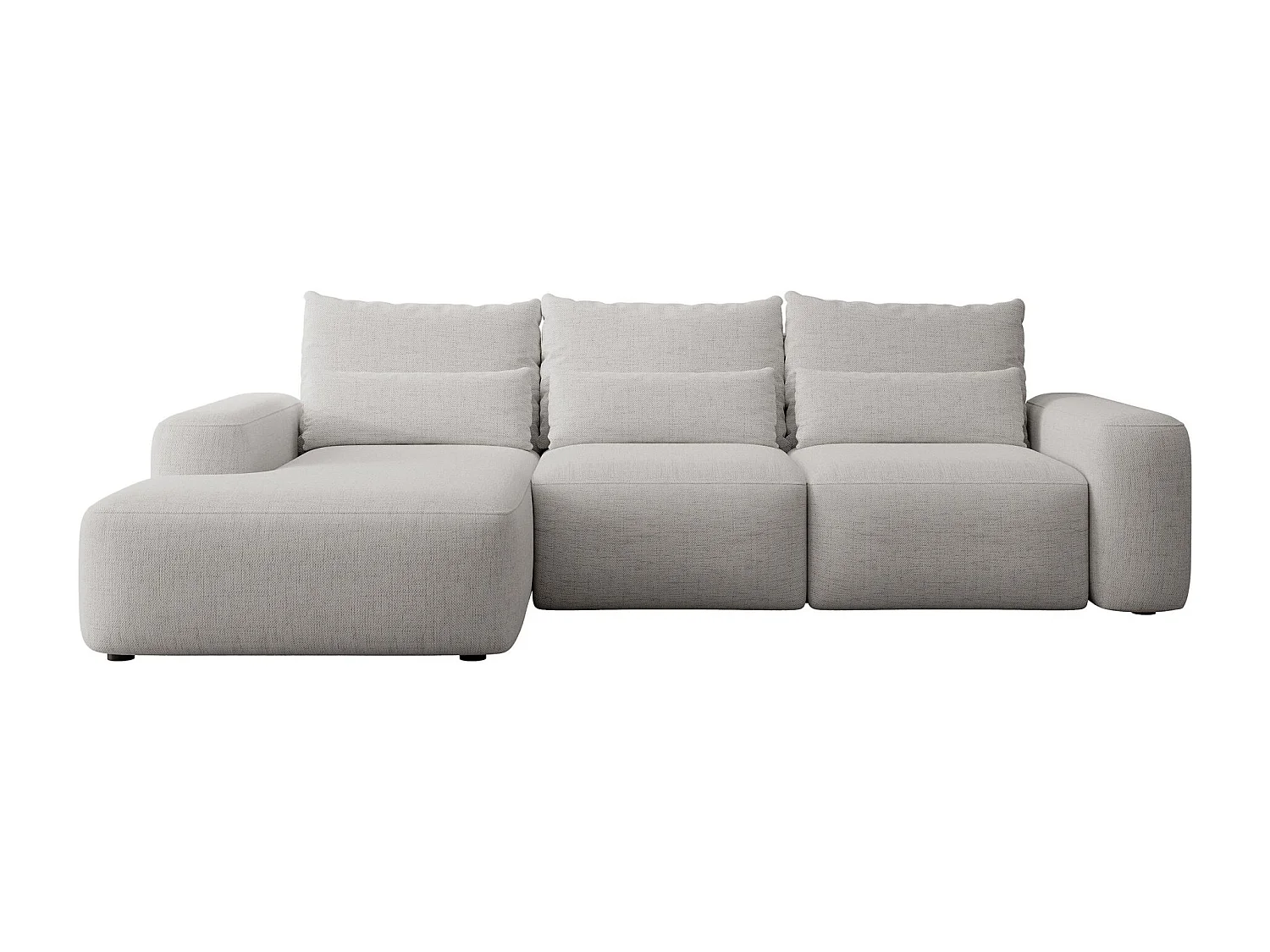 Canapé d’angle en chenille hydrofuge – convertible avec coffre de rangement – gris – angle gauche – CARNOS