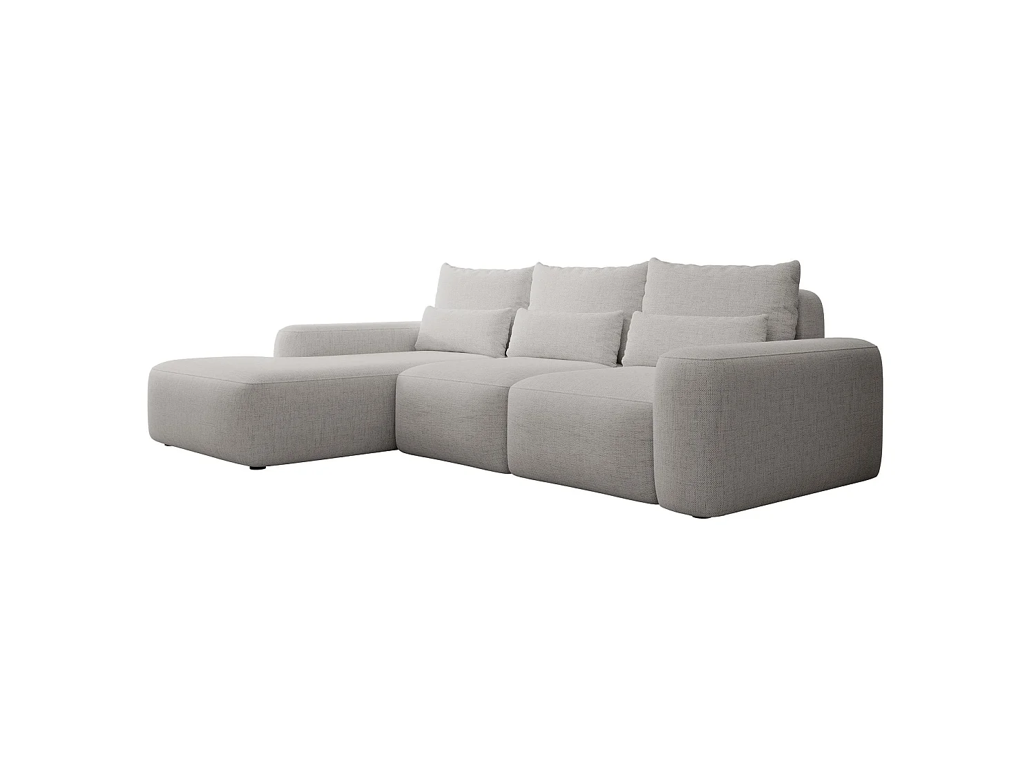 Canapé d’angle en chenille hydrofuge – convertible avec coffre de rangement – gris – angle gauche – CARNOS