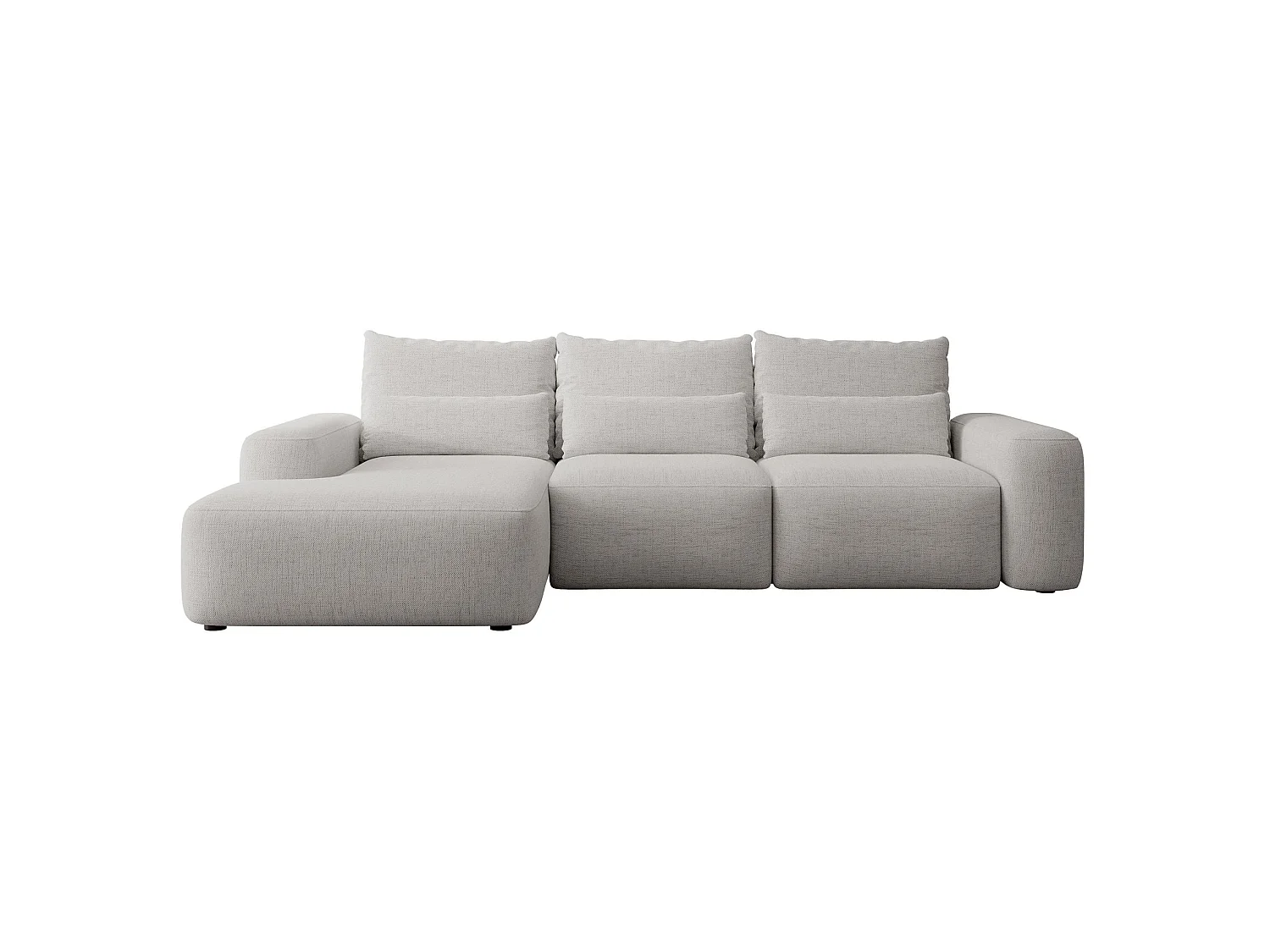 Canapé d’angle en chenille hydrofuge – convertible avec coffre de rangement – gris – angle gauche – CARNOS