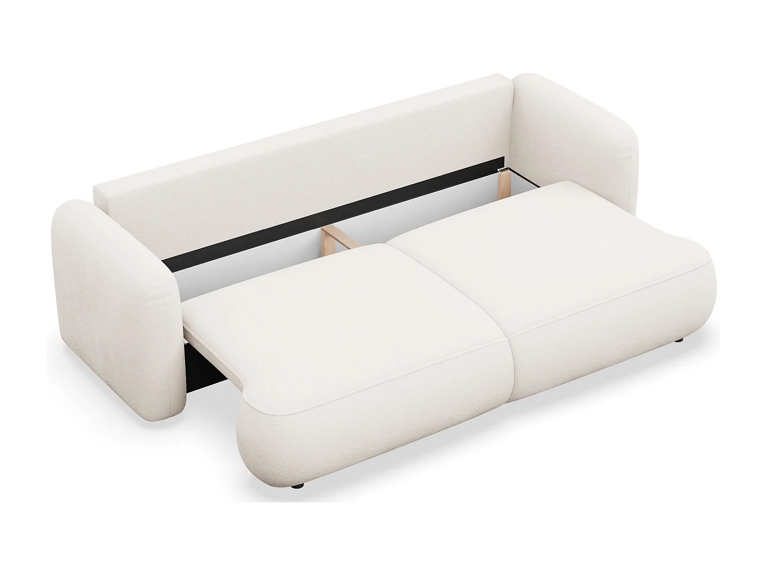 Canapé convertible 3 places – tissu chenille – crème – TVOYA