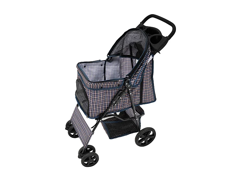Poussette pour Animal de Compagnie – Tartan Bleu