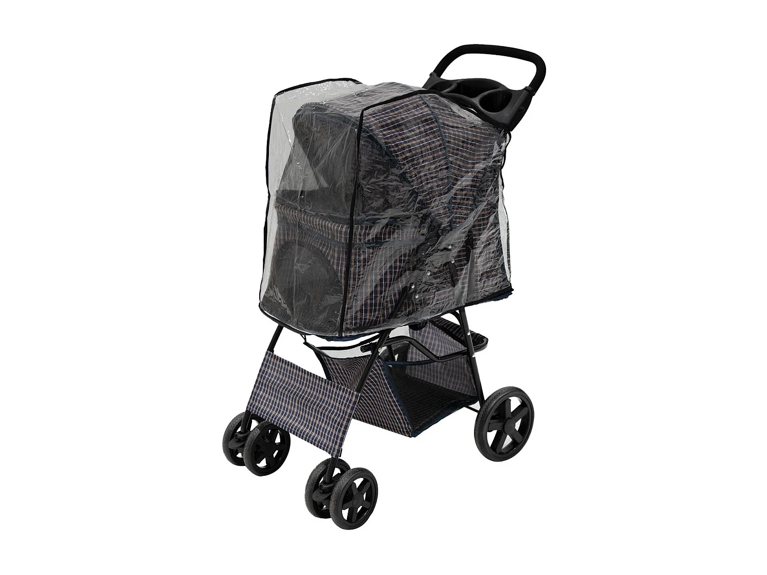 Poussette pour Animal de Compagnie – Tartan Bleu