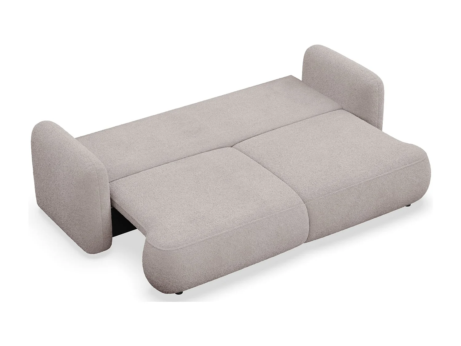 3-Sitzer Schlafsofa – Bouclé-Bezug – Graubeige – TVOYA
