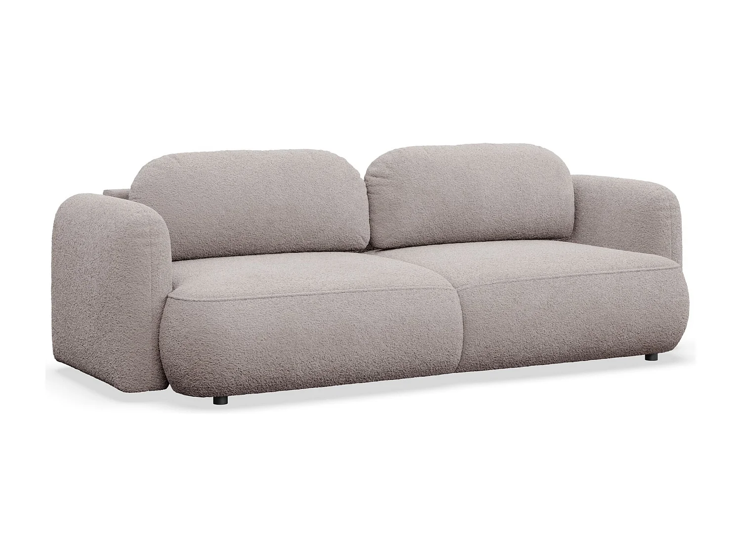 3-Sitzer Schlafsofa – Bouclé-Bezug – Graubeige – TVOYA