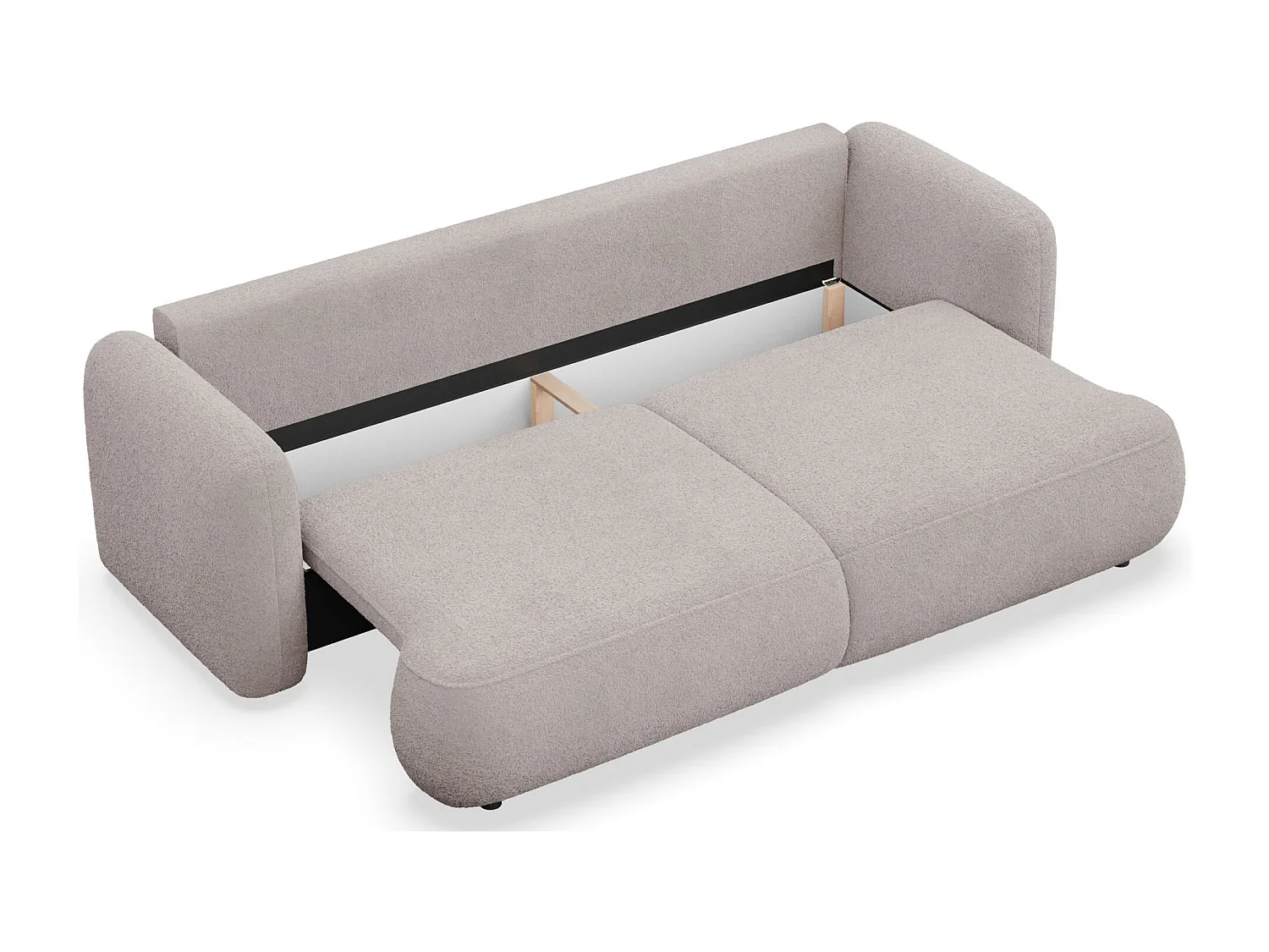 3-Sitzer Schlafsofa – Bouclé-Bezug – Graubeige – TVOYA