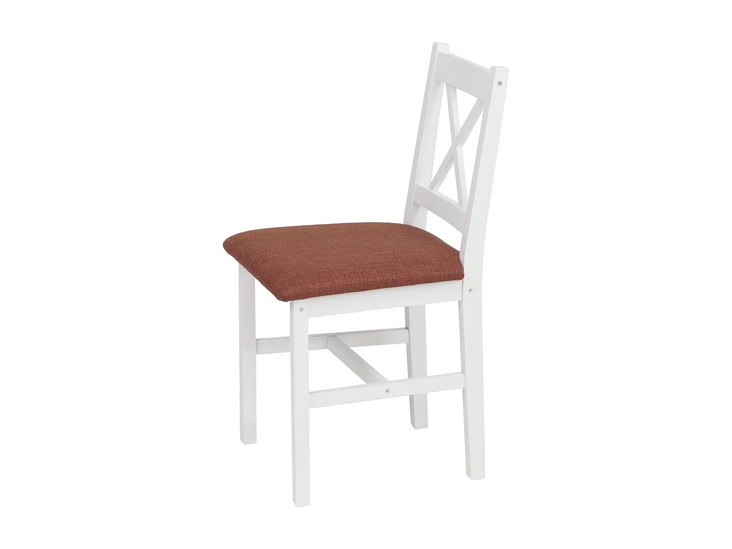 Chaise de salle à manger MCW-F77 (lot de 2),  blanc, rembourrage terracotta