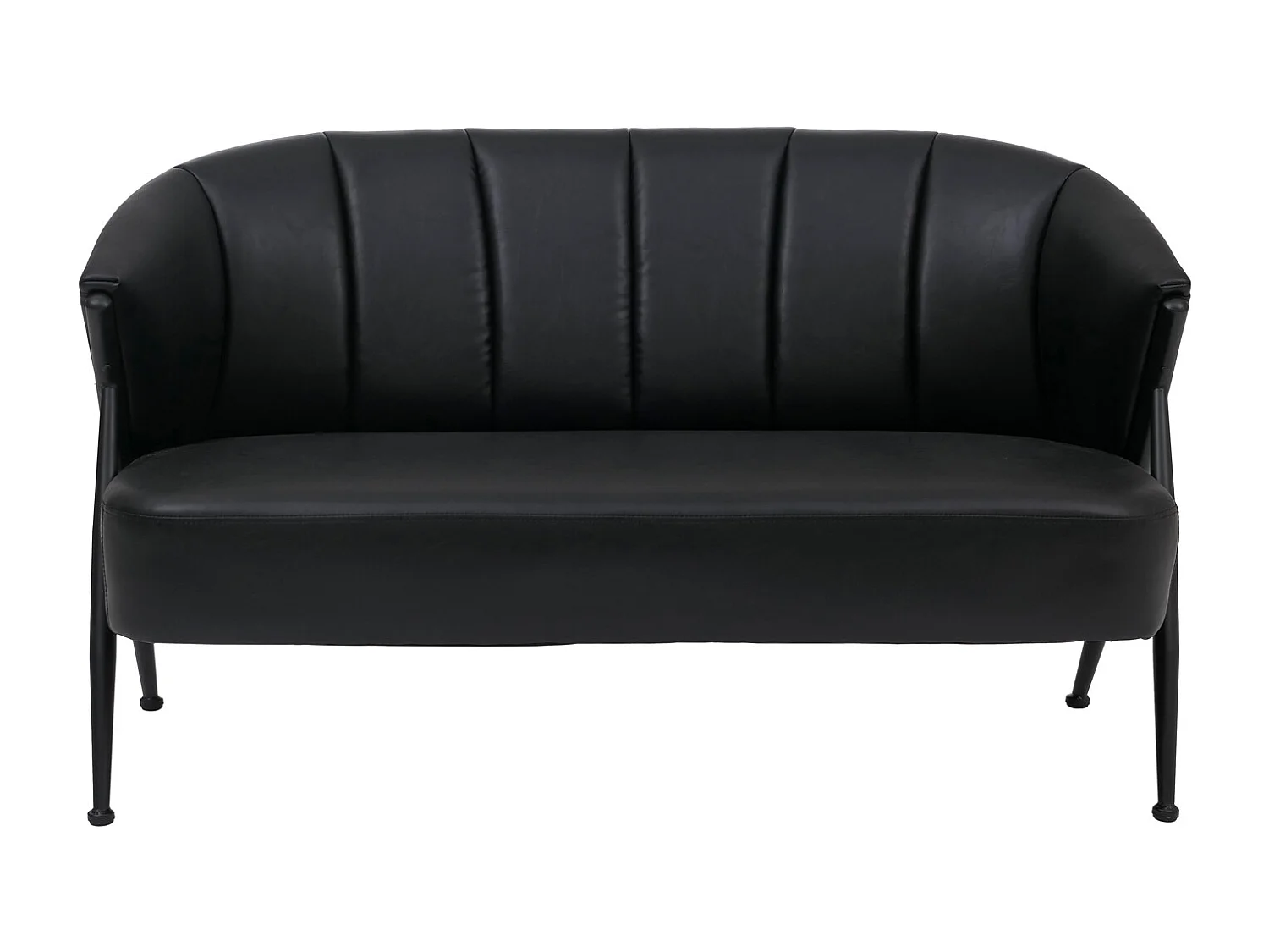 Divano a 2 posti MCW-P30, sofà elegante imbottito/lounge Couch Vintage Retro Industrial Metallo ecopelle ~ nero