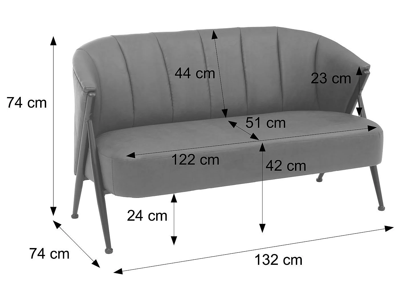 2er-Sofa MCW-P30, Schwarz