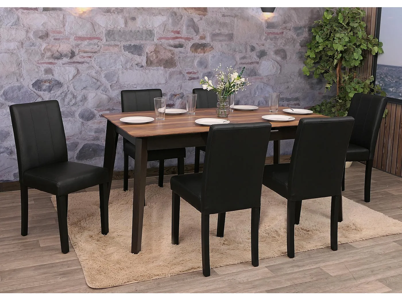 Chaise de salle à manger MCW-O65d (lot de 2),  noir