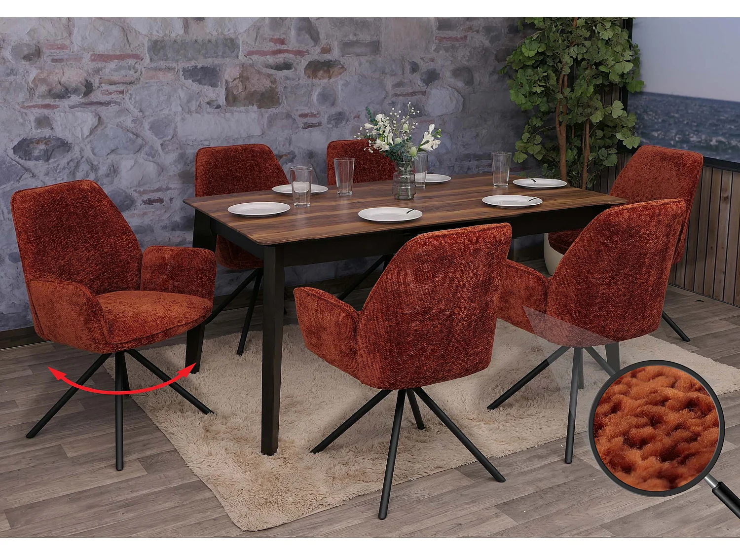 Dining chair MCW-G67 (set of 6),  rust red