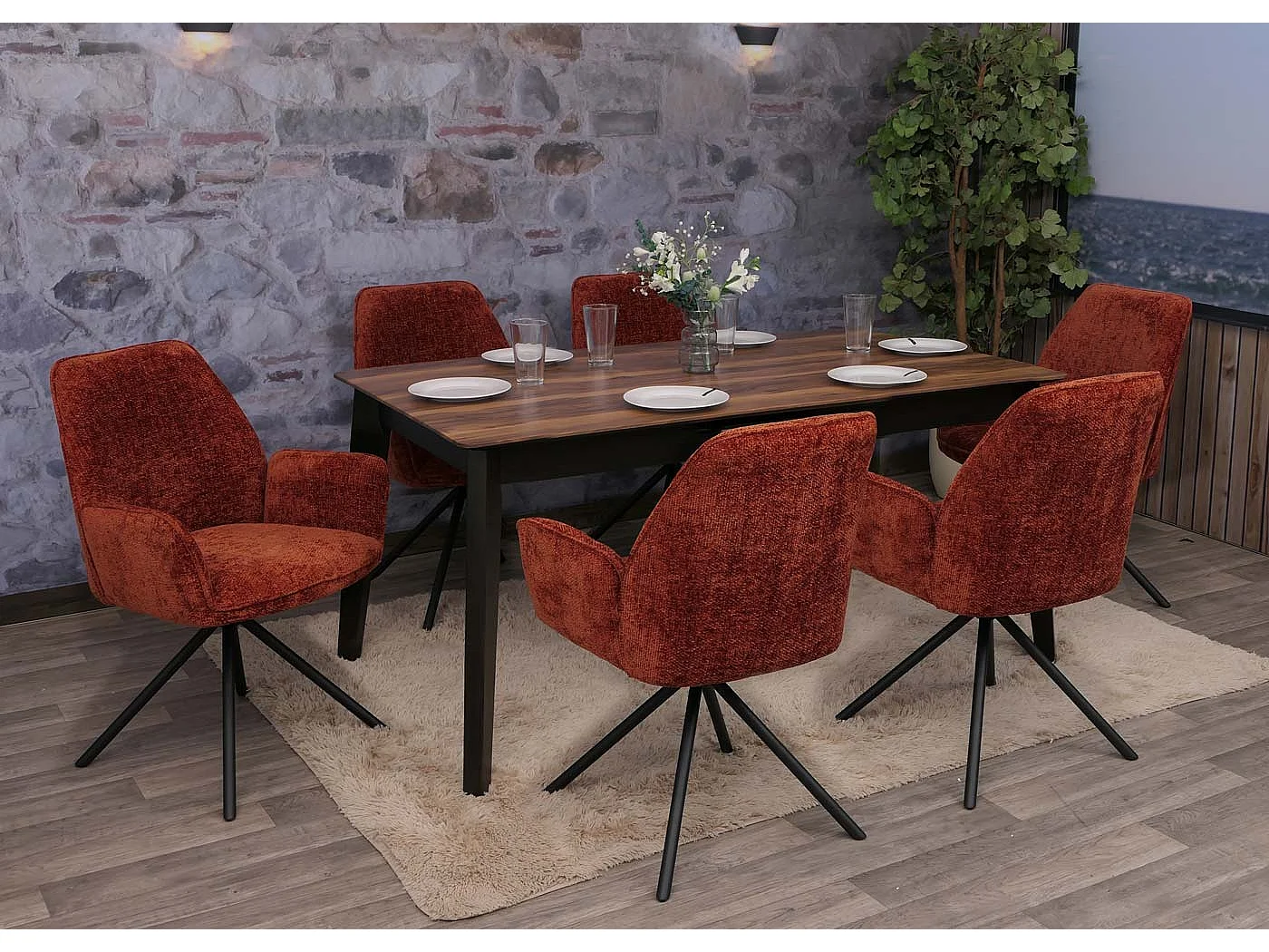 Dining chair MCW-G67 (set of 6),  rust red