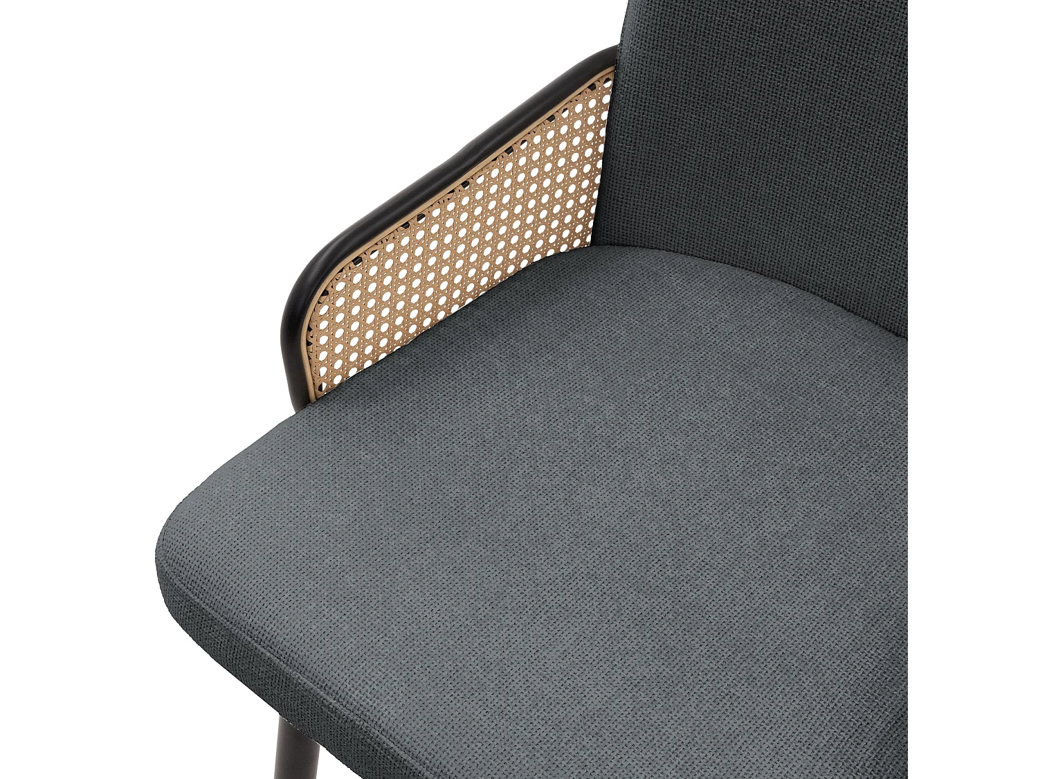 ML-Design Set 2 sedie imbottite da pranzo antracite, in tessuto, con braccioli effetto rattan, sedia da cucina, sedia ergonomica da soggiorno