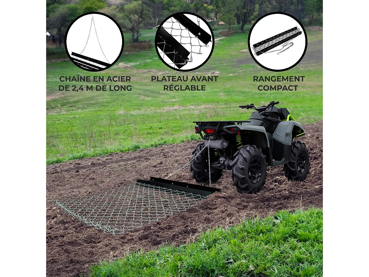 Herse Traînée en Acier 1,2 m x 1,5 m