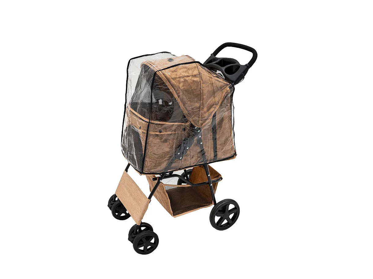 Kæledyrsklapvogn med regnslag – vævet beige