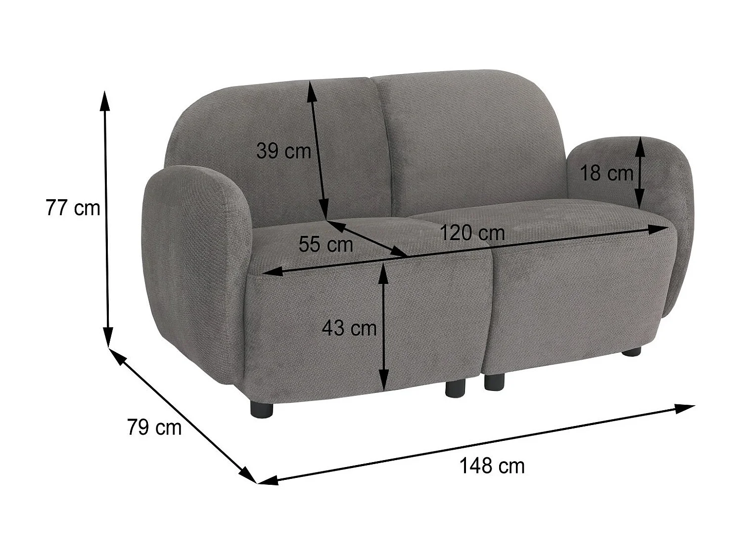 2er-Sofa MCW-P33, Creme