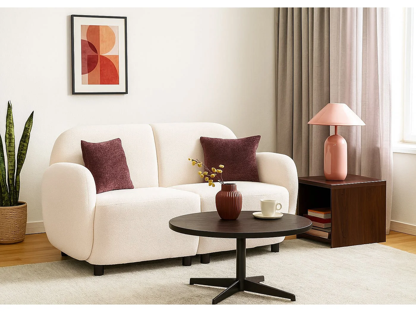 2er-Sofa MCW-P33, Creme