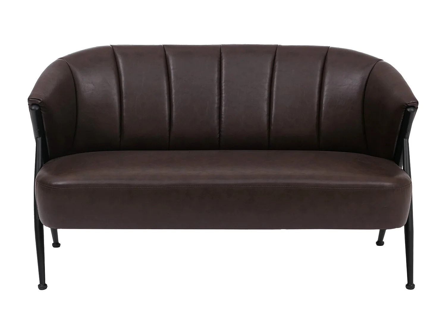 Divano a 2 posti MCW-P30, sofà elegante imbottito/lounge Couch Vintage Retro Industrial Metallo ecopelle ~ marrone scuro