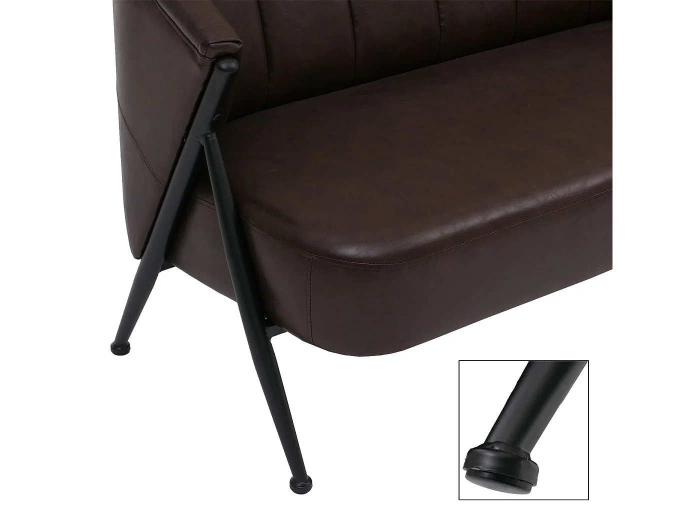 Divano a 2 posti MCW-P30, sofà elegante imbottito/lounge Couch Vintage Retro Industrial Metallo ecopelle ~ marrone scuro