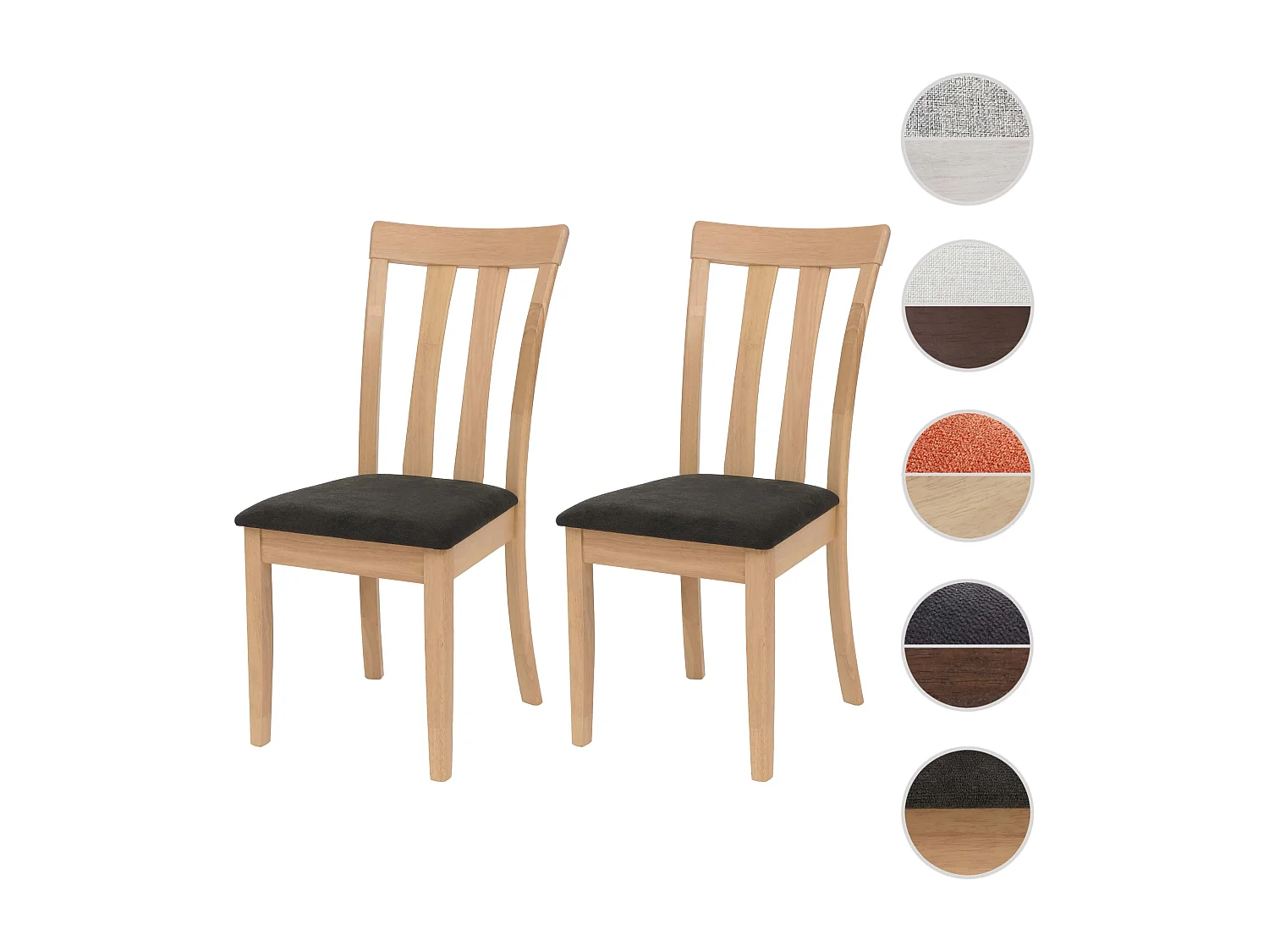 Chaise de salle à manger MCW-G46 (lot de 2),  piètement couleur naturelle, noir