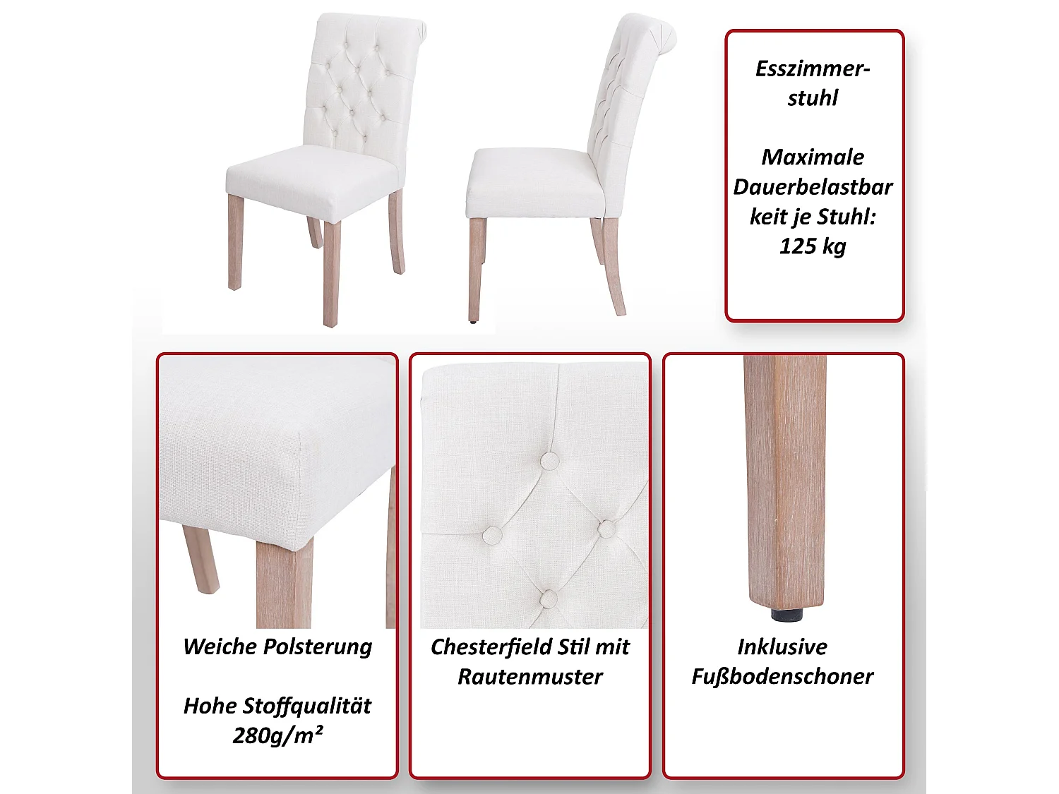 Chaise de salle à manger MCW-O65 (lot de 2)