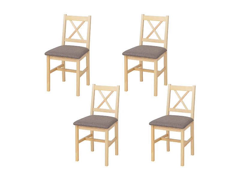 Chaise de salle à manger MCW-F77 (lot de 4),  naturel, rembourrage gris