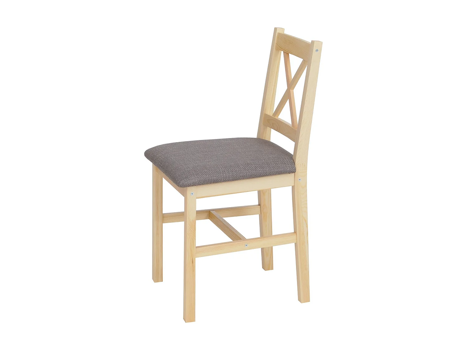 Eetkamerstoel MCW-F77 (set van 4),  naturel, bekleding grijs