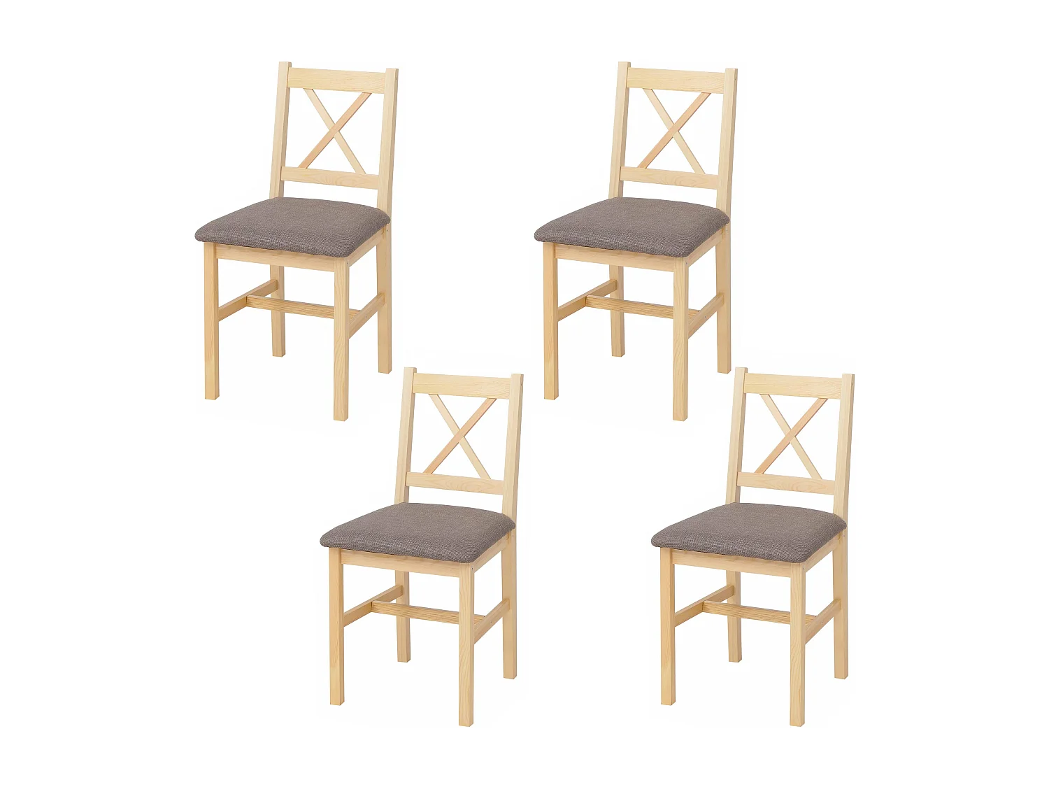 Chaise de salle à manger MCW-F77 (lot de 4),  naturel, rembourrage gris