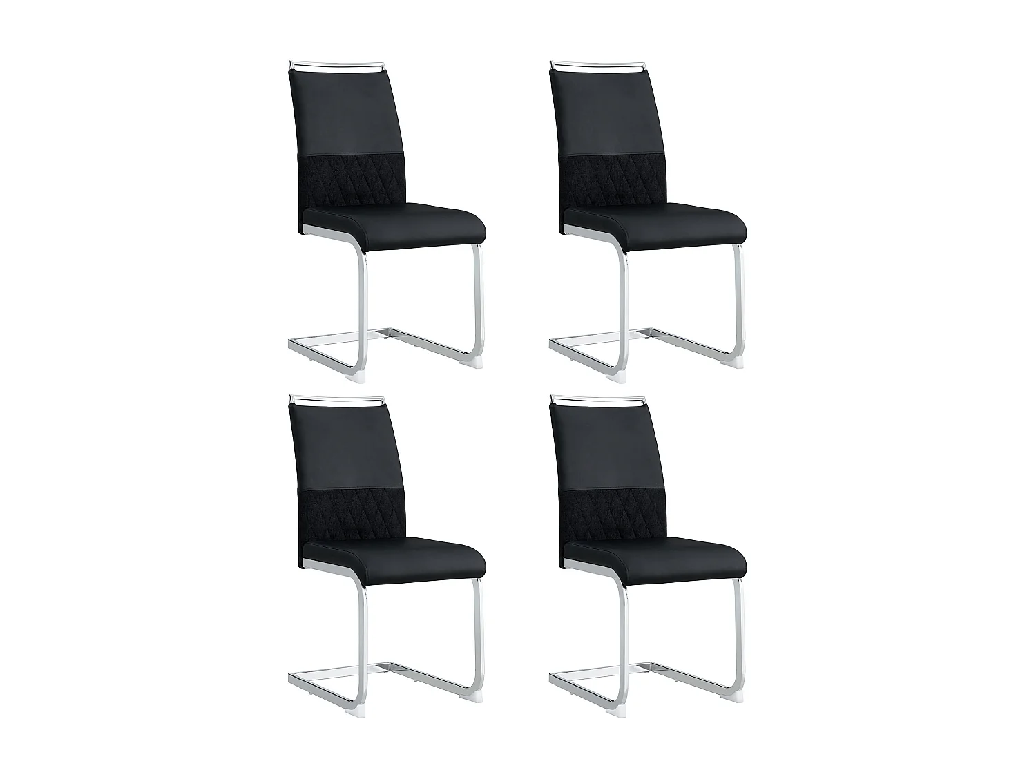 Lot de 4 chaises 42x45x95 cm avec Rembourrée Quatre repose-pieds en noir pour Salon et salle à manger et bureau