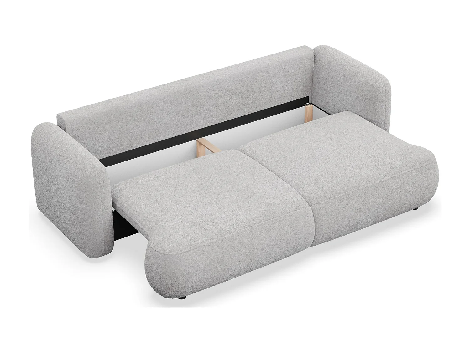 3-Sitzer Schlafsofa – Bouclé-Bezug – Hellgrau – TVOYA