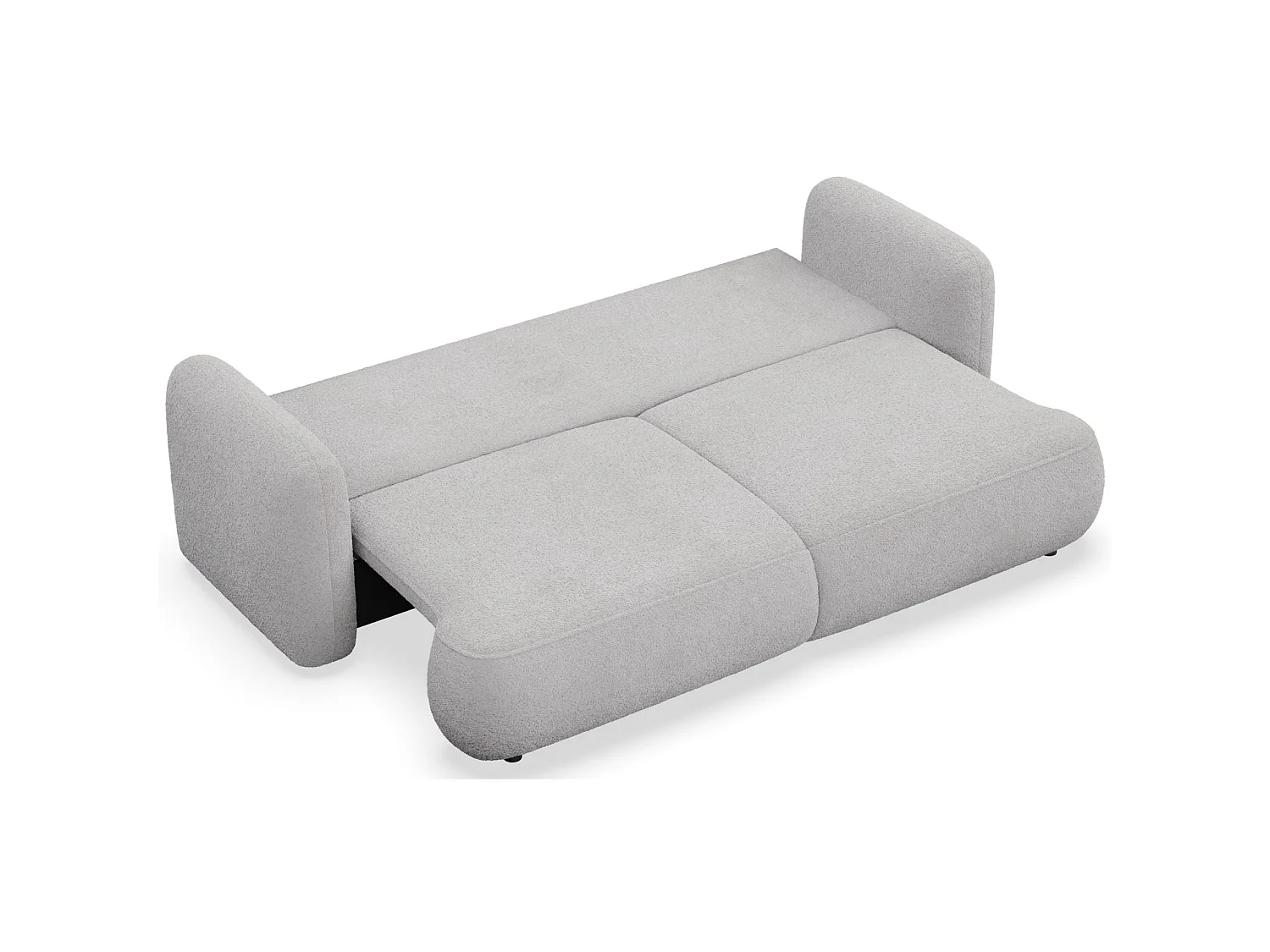 Canapé convertible 3 places en tissu bouclette gris clair TVOYA