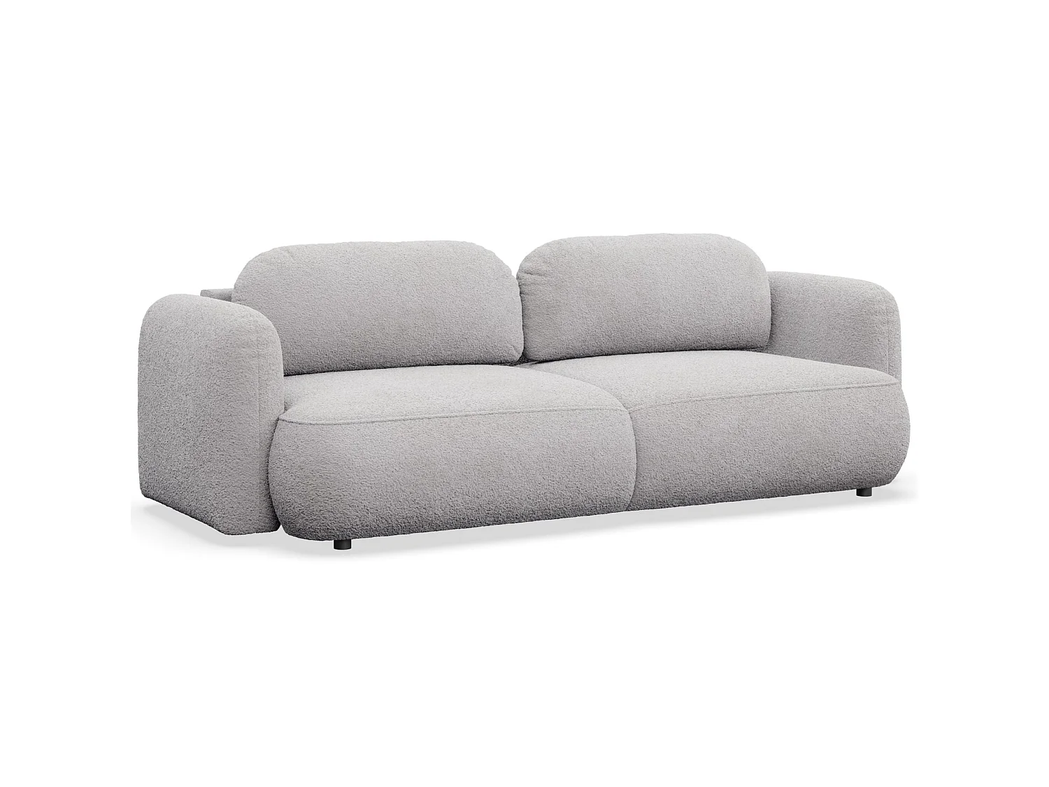 Canapé convertible 3 places en tissu bouclette gris clair TVOYA