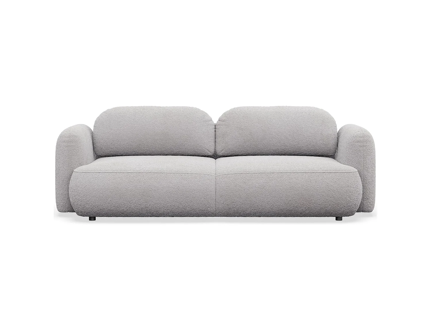 Canapé convertible 3 places en tissu bouclette gris clair TVOYA