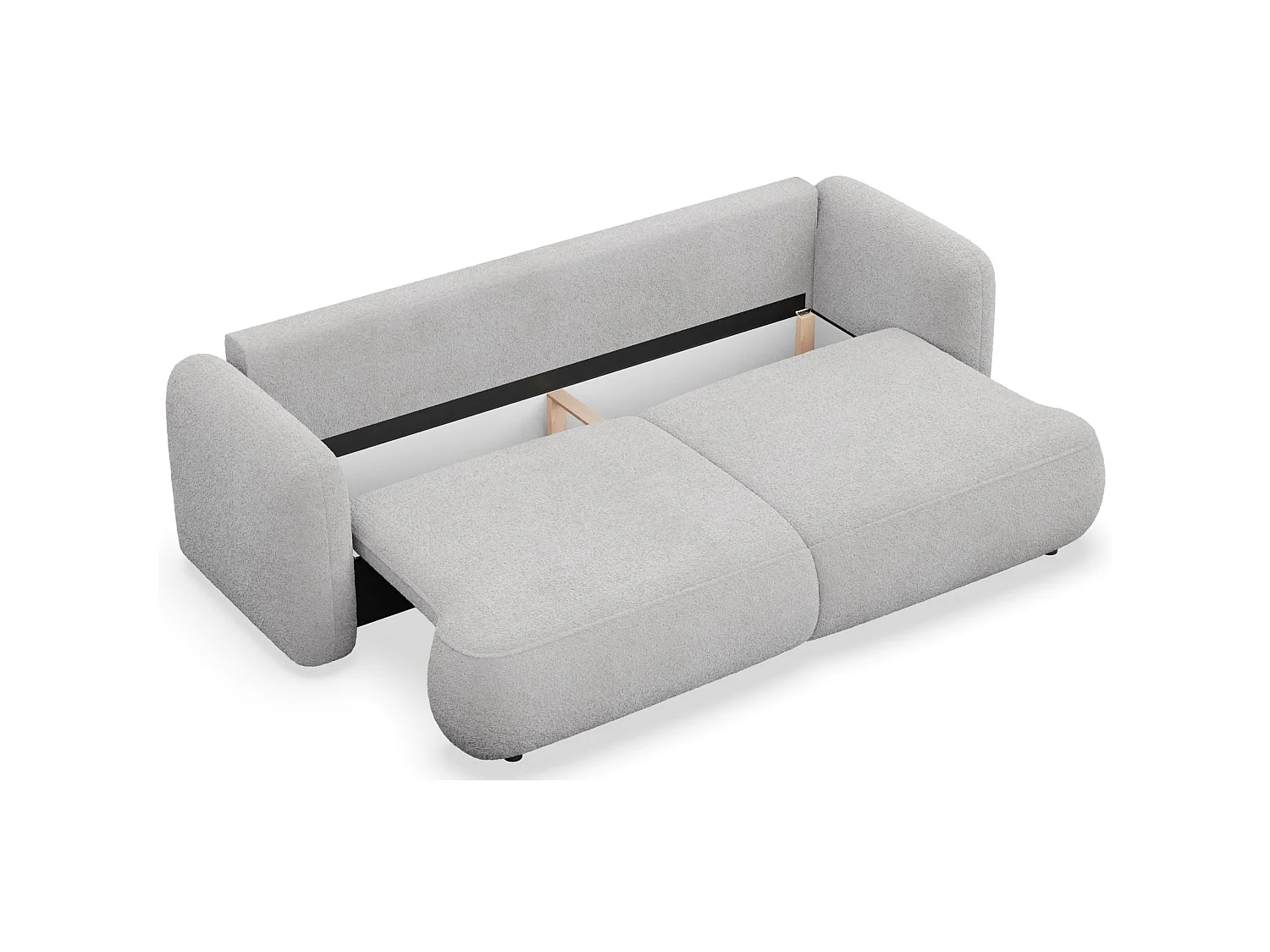 Canapé convertible 3 places en tissu bouclette gris clair TVOYA