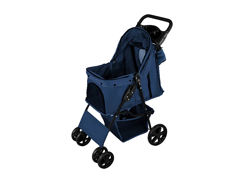 Passeggino per animali con copertura antipioggia e borsa organizer - Blu Navy